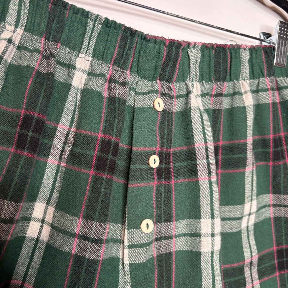 Intimately Free People Flannel Green Plaid Boxer Lounge Shorts Size Large - Picture 2 of 8